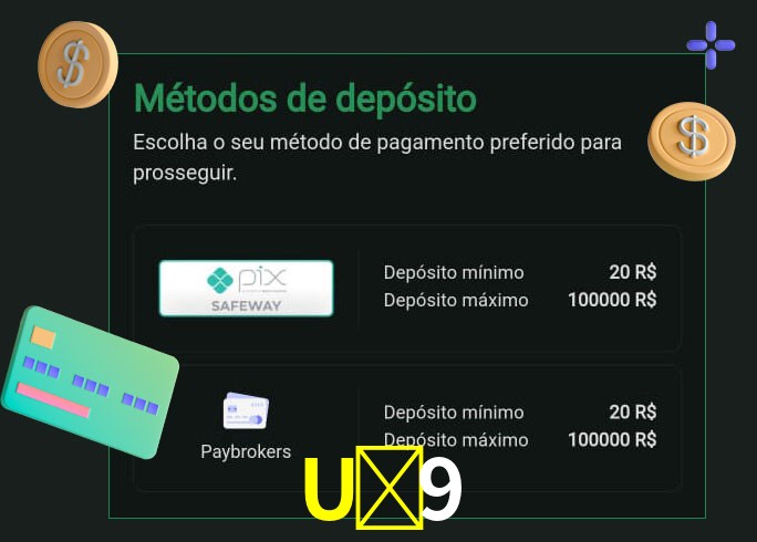 O cassino U-9bet oferece uma grande variedade de métodos de pagamento